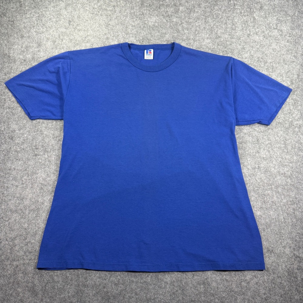 Russell Athletic T Shirt Mens XL Blue Vintage 90s Single Stitch Blank USA Made